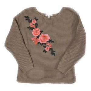 Floral Embroidered Sweater Taupe